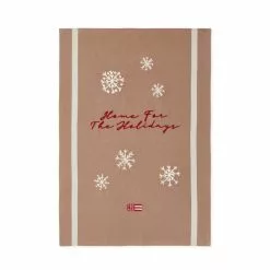 Lexington - Organic Cotton Kitchen Towel Mid Brown/Off White/Red 50x70 Cm