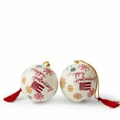 Lexington - Papier Maché Christmas Tree Ornament 2-pack White Multi