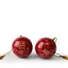 Lexington - Papier Maché Christmas Tree Ornament 2-pack Red Gold