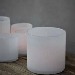 Majas Cottage - Ljuslykta Vit Frostad Stor 12X12 CM