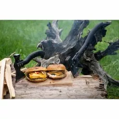 Satake- Smash Burger Press / Köttpress För Grillen Med Mörkt Trähandtag -Högtider kampanj smash burger press kottpress3